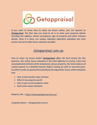 free valuation of my property - Getappraisal.com.au