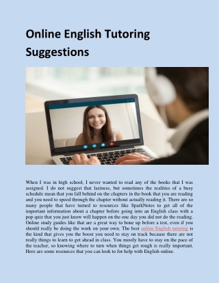 Online English Tutoring Suggestions