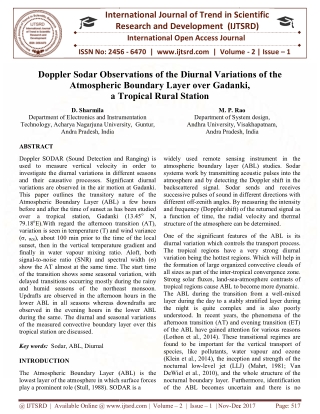 Doppler Sodar Observations of the Diurnal Variations of the Atmospheric Boundary Layer over Gadanki, a Tropical Rural St