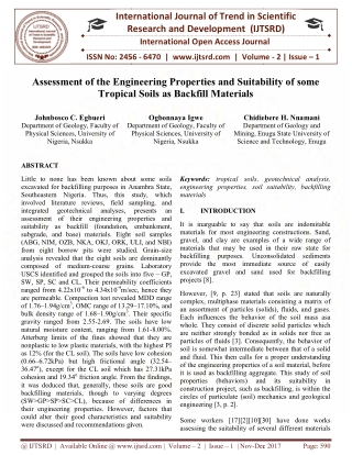 Assessment of the Engineering Properties and Suitability of Some Tropical Soils as Backfill Materials