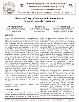 Reducing Energy Consumption in Smart System through Mobilouds Framework