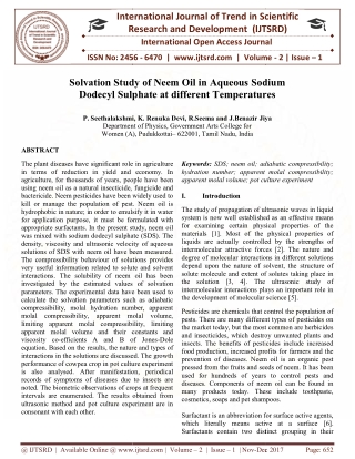 Solvation Study of Neem Oil in Aqueous Sodium Dodecyl Sulphate at different Temperatures