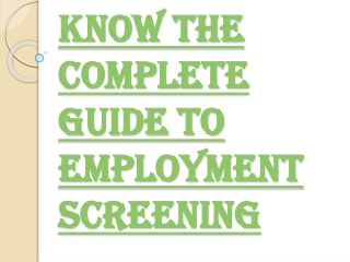 What is the Need for Employment Screening?