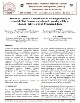 Studies on Chemical Composition and Antifungal activity of essential Oil of Ocimum gratissimum L. growing wildly in Cham