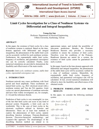 Limit Cycles Investigation for a Class of Nonlinear Systems via Differential and Integral Inequalities