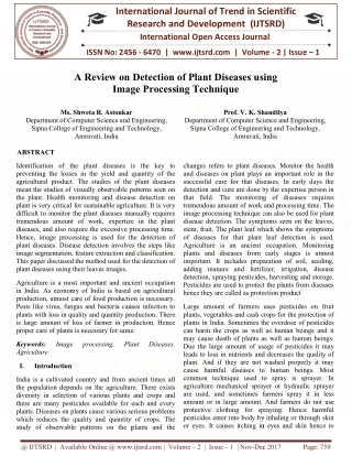 A Review on Detection of Plant Diseases using Image Processing Technique