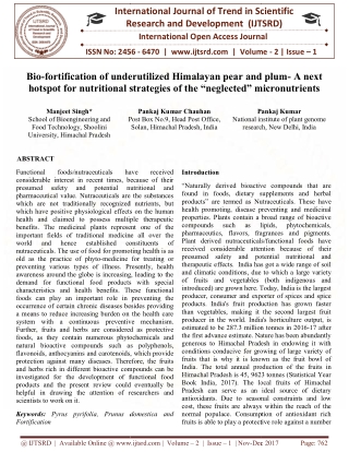 Bio fortification of underutilized Himalayan pear and plum A next hotspot for nutritional strategies of the "neglected"