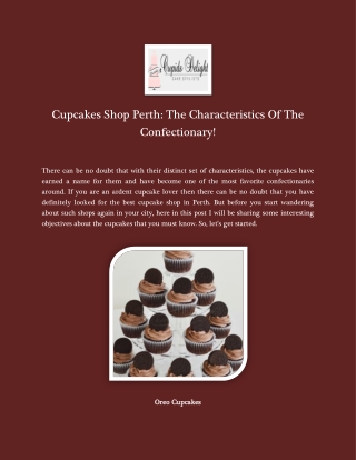 Cupcakes Shop Perth The Characteristics Of The Confectionary!
