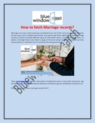 How to fetch Marriage records?