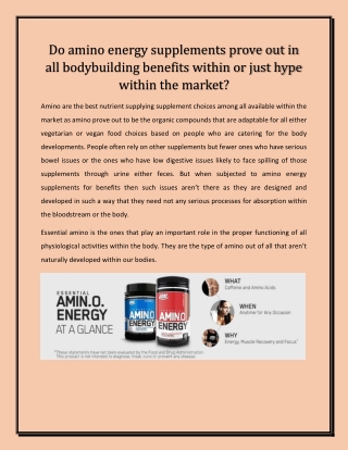 Do amino energy supplements prove out in all bodybuilding benefits within or just hype?
