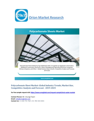 Polycarbonate Sheet Market: Global Industry Growth, Market Size, Share and Forecast 2019-2025