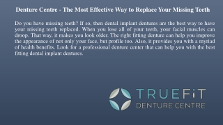 Denture Centre-The Most Effective Way to Replace Your Missing Teeth