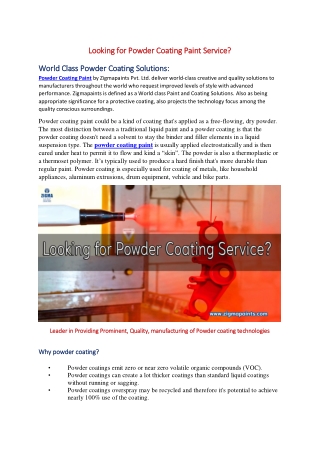 Looking for Powder Coating Paint Service?
