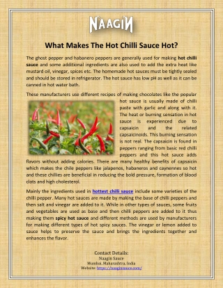 What Makes The Hot Chilli Sauce Hot?