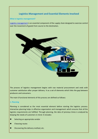 Logistics Management and Essential Elements Involved