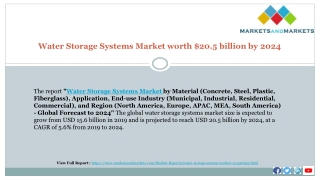 Water Storage Systems Market Global Forecast to 2024 | MarketsandMarkets