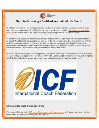 Life Coach Certification Online