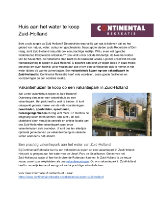 Huis aan het water te koop Zuid-Holland