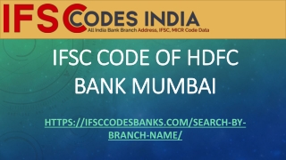 IFSC Code Of HDFC Bank Mumbai –IFSC codes India