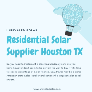 Residential Solar Supplier Houston TX | Solar Panel Supplier Houston TX