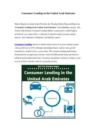 United Arab Emirates Consumer Lending Market Opportunity and Forecast Till 2024
