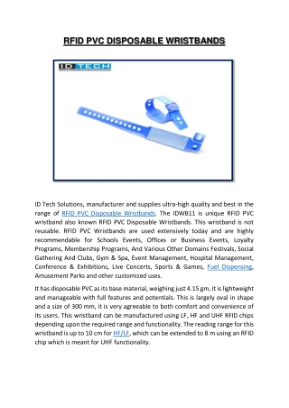 RFID PVC Disposable Wristbands | Plastic PVC Disposable Wristbands