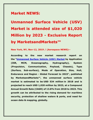 Unmanned Surface Vehicle (USV) Market - Evolving Industry Trends