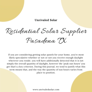 Residential Solar Supplier Pasadena TX | Inexpensive Solar Houston TX