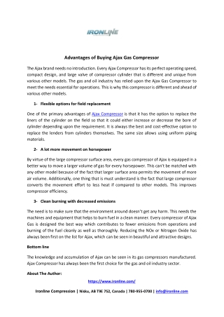 Advantages of Buying Ajax Gas Compressor