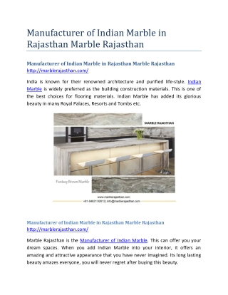 Manufacturer of Indian Marble in Rajasthan Marble Rajasthan