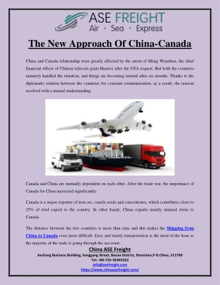The New Approach Of China-Canada