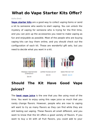 What do Vape Starter Kits Offer?