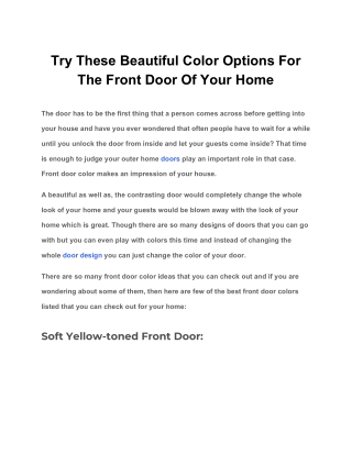 Try These Beautiful Color Options For The Front Door Of Your Home