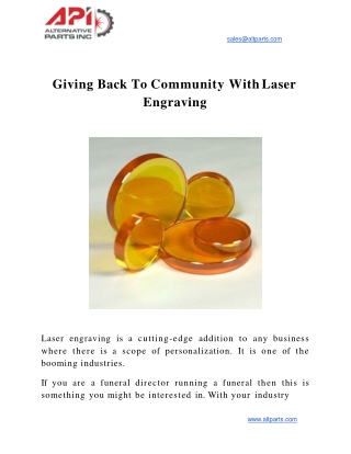 Giving Back To Community With Laser Engraving