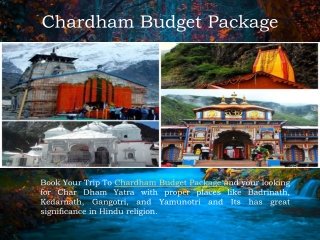 Chardham Budget Package 2020