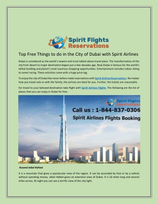 Top Free Things to do in the City of Dubai with Spirit Airlines