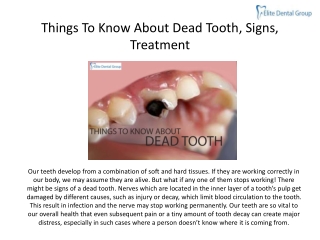 THINGS TO KNOW ABOUT DEAD TOOTH, SIGNS, TREATMENT