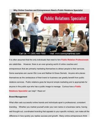 Why Online Coaches and Entrepreneurs Need a Public Relations Specialist