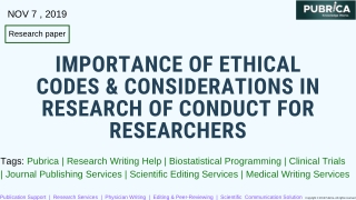 Importance of Ethical Codes & Considerations in Research of Conduct for Researchers