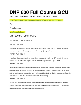 DNP 830 Full Course GCU