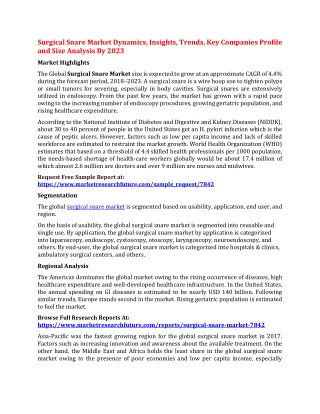 Surgical Snare Market Dynamics, Insights, Trends, Key Companies Profile and Size Analysis By 2023