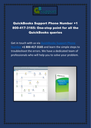 QuickBooks Support Phone Number 1 800-417-3165: One-stop point for all the QuickBooks queries