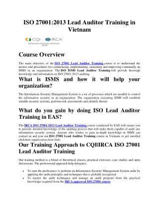 ISO 27001 Training Vietnam