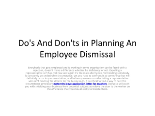 Do's And Don'ts in Planning An Employee Dismissal