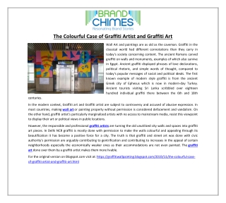 The Colourful Case of Graffiti Artist and Graffiti Art