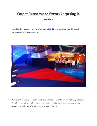 Carpet Runners and Events Carpeting in London