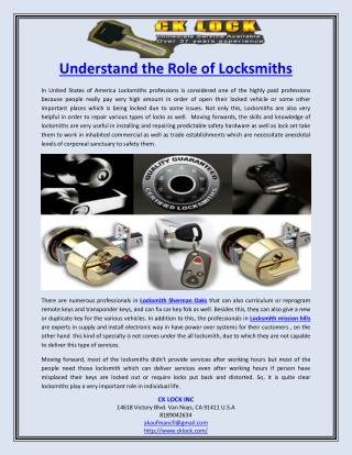 Understand the Role of Locksmiths