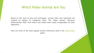 Which Poker Animal Are You​