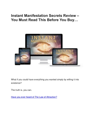 Instant Manifestation Secret Review