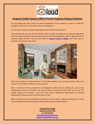 Property Stylist Sydney Offers Precise Property Styling Solutions
